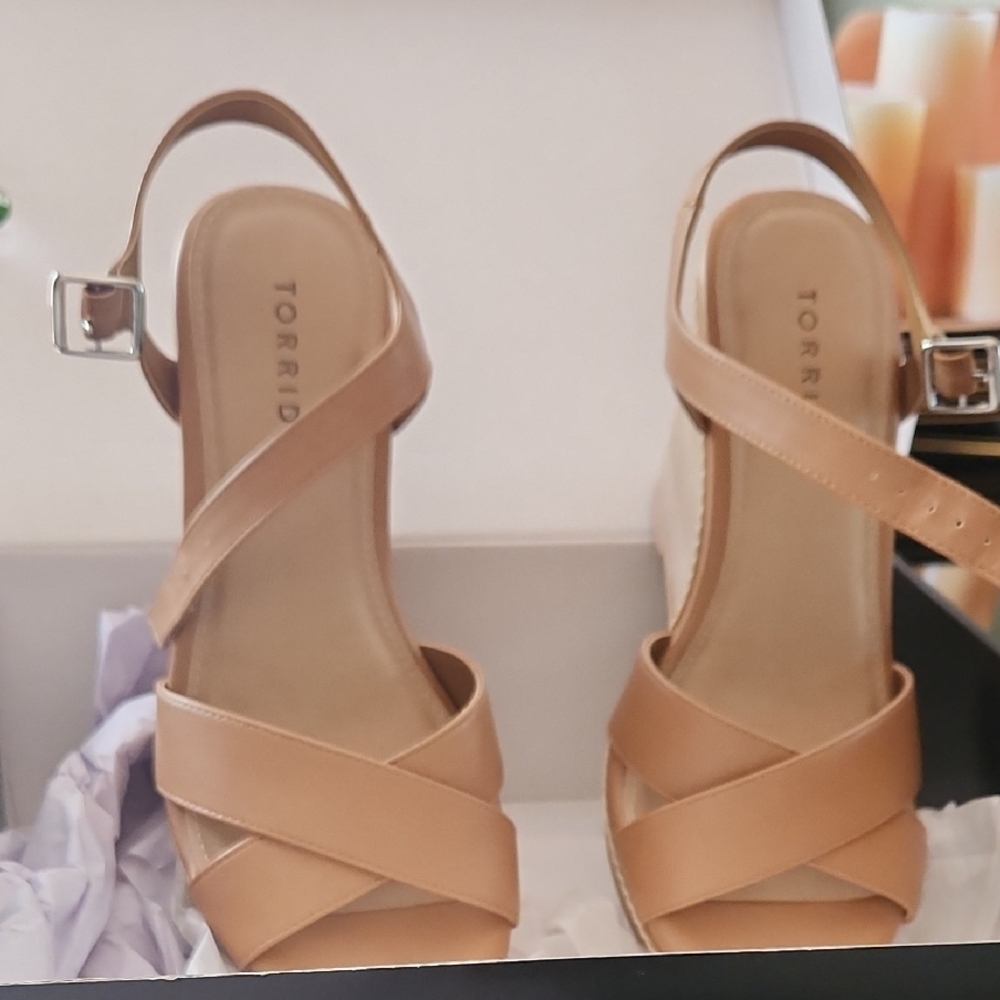 Torrid Tan Strappy Heels with Ankle Strap